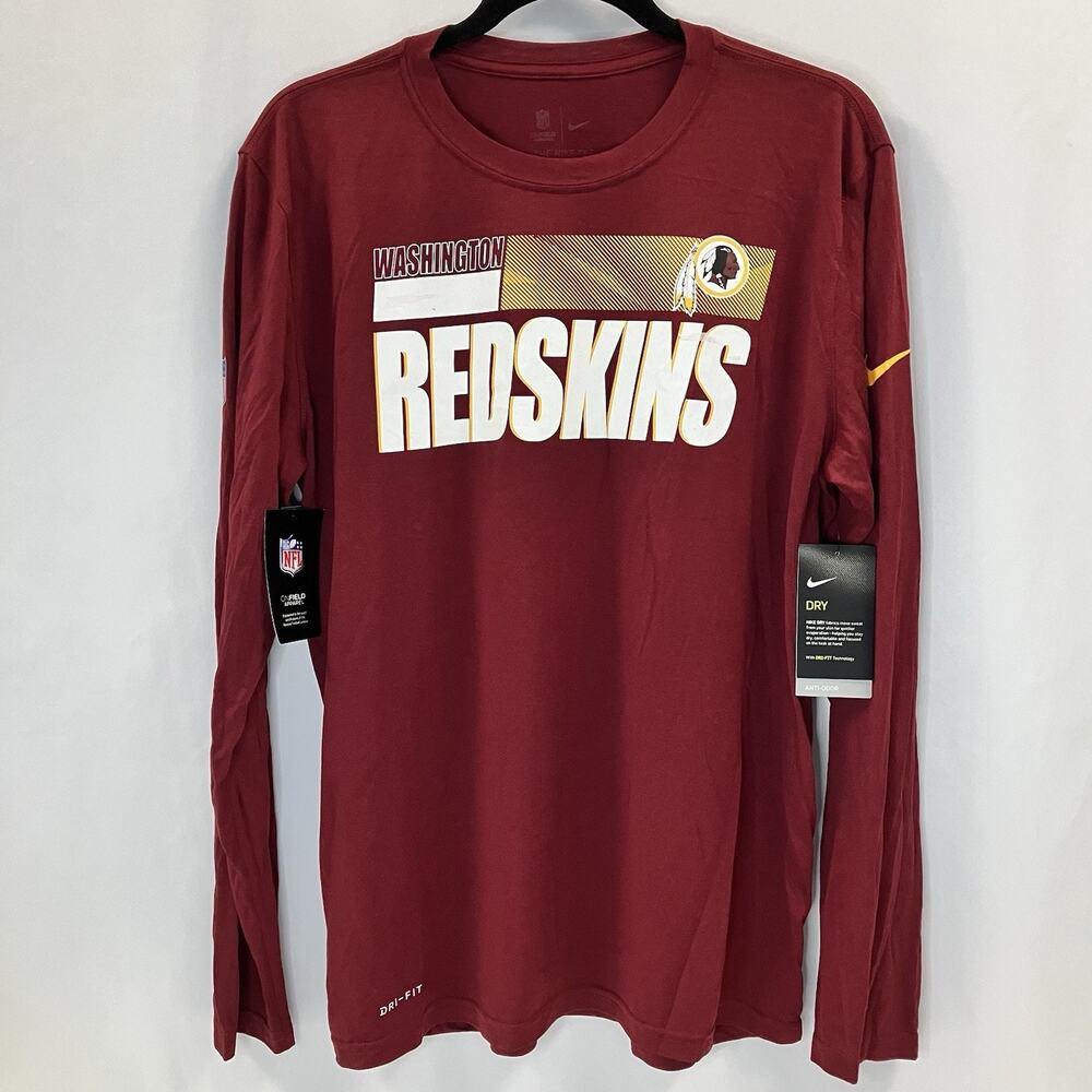 Washington Redskins NFL Burgundy Nike Tee Long Sleeve Shirt Dri-Fit Men's L